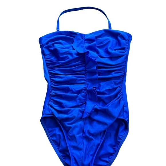 Miraclesuit Blue Camilla Shapewear One Piece Swimsuit Ruched Ruffle Front Size 8 - Picture 14 of 16